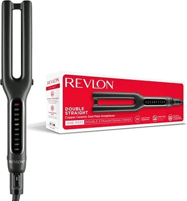 Revlon Double Straight Digital Hair Straightener Styler Waver Copper Ceramic