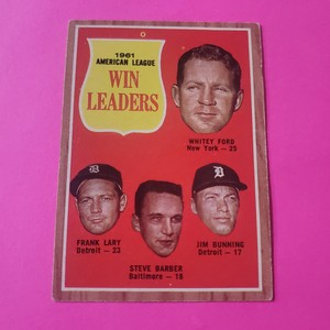 1962 Topps 1961 AL Win Leaders #57 Whitey Ford Lary Barber Bunning MLB HALL FAME