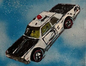 1969 Hot Wheels Redline POLICE CRUISER Car Cops Canvas Painting By Louie Vent - Picture 1 of 3