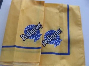 VTG NEW NOS 90s Handkerchief Bandana 21" Yellow Blue Ribbon Pedigree - Picture 1 of 4