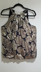 🥂MICHAEL KORS METALLIC PAISLEY HALTER COCKTAIL PARTY TOP SZ M NWT🥂 - Picture 1 of 6