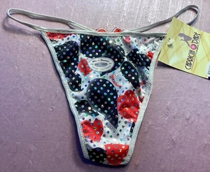 Women Panties,Thongs Size L/7 Large Multicolor Metallic Dots W/decoration Myanma - Picture 1 of 5