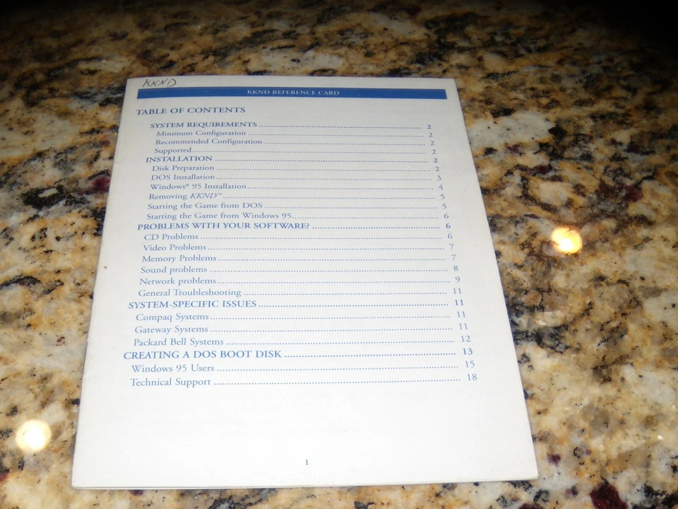 KKND Reference Card for the PC Game - Image 1 of 1