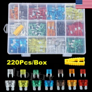 220Pcs Mini Standard Blade Fuse Assortment Auto Truck Car Assorted Fuses ATM APM - Picture 1 of 12