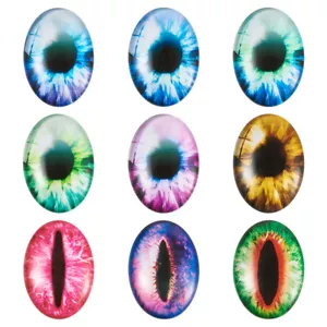 10x Drachenauge Ornamente Glas Oval Flatback Cabochons gemischte Farbe 25x18mm - Bild 1 von 5