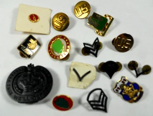 mixed lot militaria U.S. military issued uniform related pins Army - Imagen 1 de 24