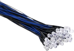 30 piezas diodos emisores de luces LED azules de 12 voltios 5 mm precableados 7,9 pulgadas DC 12 V LED - Imagen 1 de 12