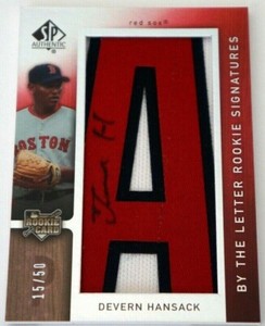 2007 SP Authentic DEVERN HANSACK Letter "A" Auto Patch Red Sox Autograph 15/50