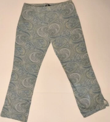 Moda International Womens Blue Paisley Capri Leggings Size Small  - Image 1 of 4