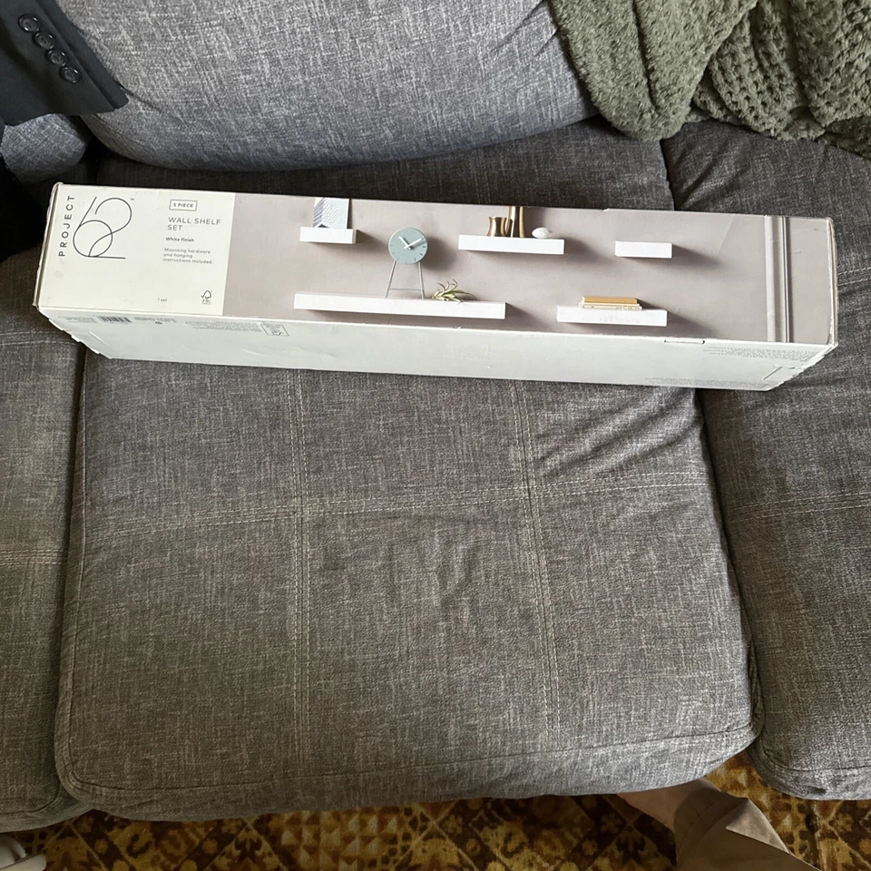 Project 62 Modern 5pc Wall Shelf Set Whitefinish Farmhouse W/ Mounting Hardware