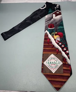 TABASCO Men's Necktie Santa Claus Christmas Holiday Pepper Sauce USA 100% Silk - Picture 1 of 5