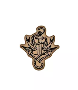 Anchor & Swallows Sailing Iron On Patch Embroidered Fabric Tattoo Patch - Picture 1 of 2