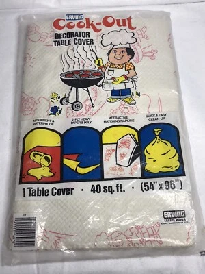 Vintage NEW ERVING Cook-Out DECORATOR TABLE COVER (54" X 96") 40 SQ FT 1981 - Image 1 of 4