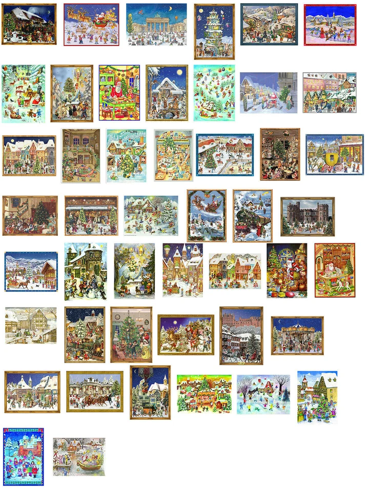 Traditional German large 355x265 Advent calendar - glitter & translucent windows - Image 1 of 1
