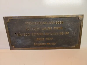 1977 South Fork Saline River Arkansas Bronze Brücke Plakette - Bild 1 von 5
