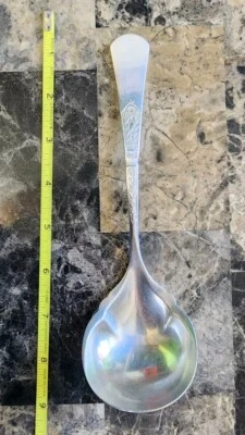 🤭¡CAÑA Y BARTON ANTIGUO 1879!  ÚNICO CUCHARÓN DE SALSA "8" PLATEADO PTRN 🤎 Foto 1 de 4