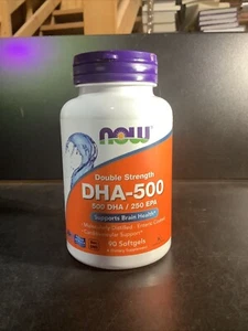 NOW FOODS DHA-500 Double Strength 90 Softgels 8/2025 NEW SEALED - Picture 1 of 1
