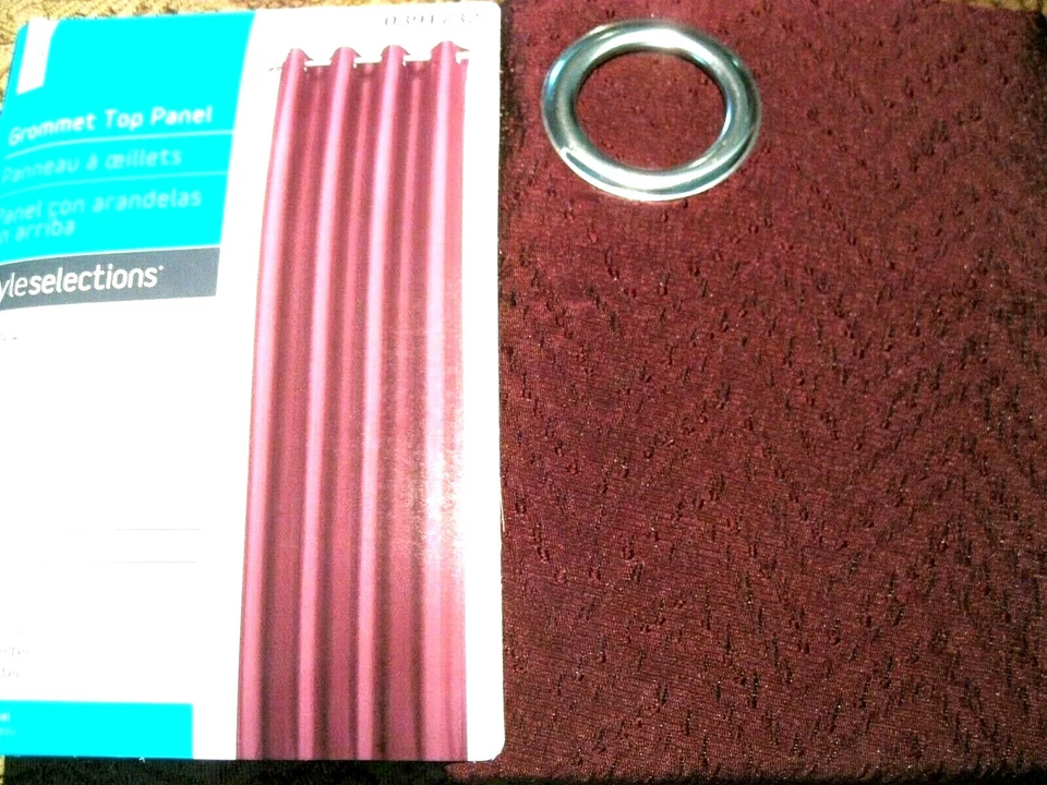 Style Selections Grommet Top Curtain Drape L84  Wine Burgundy LYNSEY 0391734 NIP - Image 1 of 1