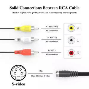 4 Pin S-Video to 3 RCA AV TV Male Cable Converter Adapter, Length: 1.5M(Black) - Picture 1 of 7
