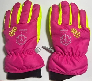 Marsnow Childrens (Size XS) Nylon Gloves Fleece Lined Pink And Yellow - Picture 1 of 2