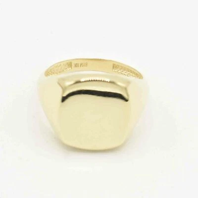 Anillo de sello grande brillante real sólido de oro amarillo de 10K todos los tamaños Foto 1 de 4