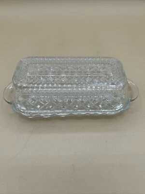 Plato de mantequilla cubierto cristalino vintage, Wexford Anchor Hocking. Foto 1 de 4