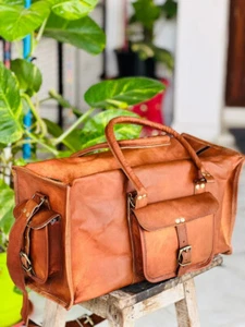 Inspire Leather Vintage Duffle Luggage Weekend Gym Overnight Travel Bag - Picture 1 of 6