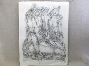 Sketchbook of 11 Surreal Female Portrait Drawings, Original Vintage Sara Drower - Picture 1 of 11