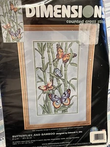 Dimensions Counted Cross Stitch Kit Butterflies And Bamboo #35120 8” X 14” New - Picture 1 of 3