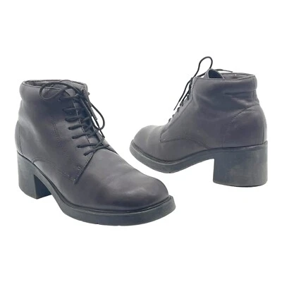 Vintage 90s Y2K WHITE MOUNTAIN Womens 9 Leather Ankle Boots Booties Square Toe - Image 1 of 4