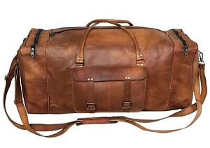 Genuine Leather Travel Vintage Larger Duffle Men's Gym Luggage Travel Fin