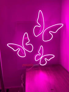 32"x31.9" Cute Butterfly Pink Flex LED Neon Sign Night Light Party Gift Décor - Picture 1 of 1