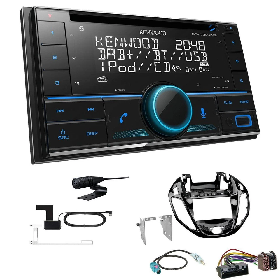 Kenwood DPX-7300DAB Autoradio Bluetooth DAB für Ford B-Max ab 2012 piano black