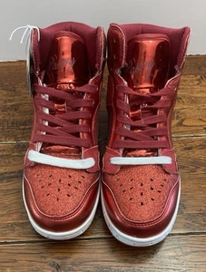 Women Girl Pastry Glam Pie Glitter HighTop Sneaker Dance Shoes, Red Size 5 NWOB - Picture 1 of 12