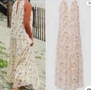Maxi Vestido DREW Anthropologie Naomi Vintage Floral M Crema Cottagecore Romántico - Imagen 1 de 9