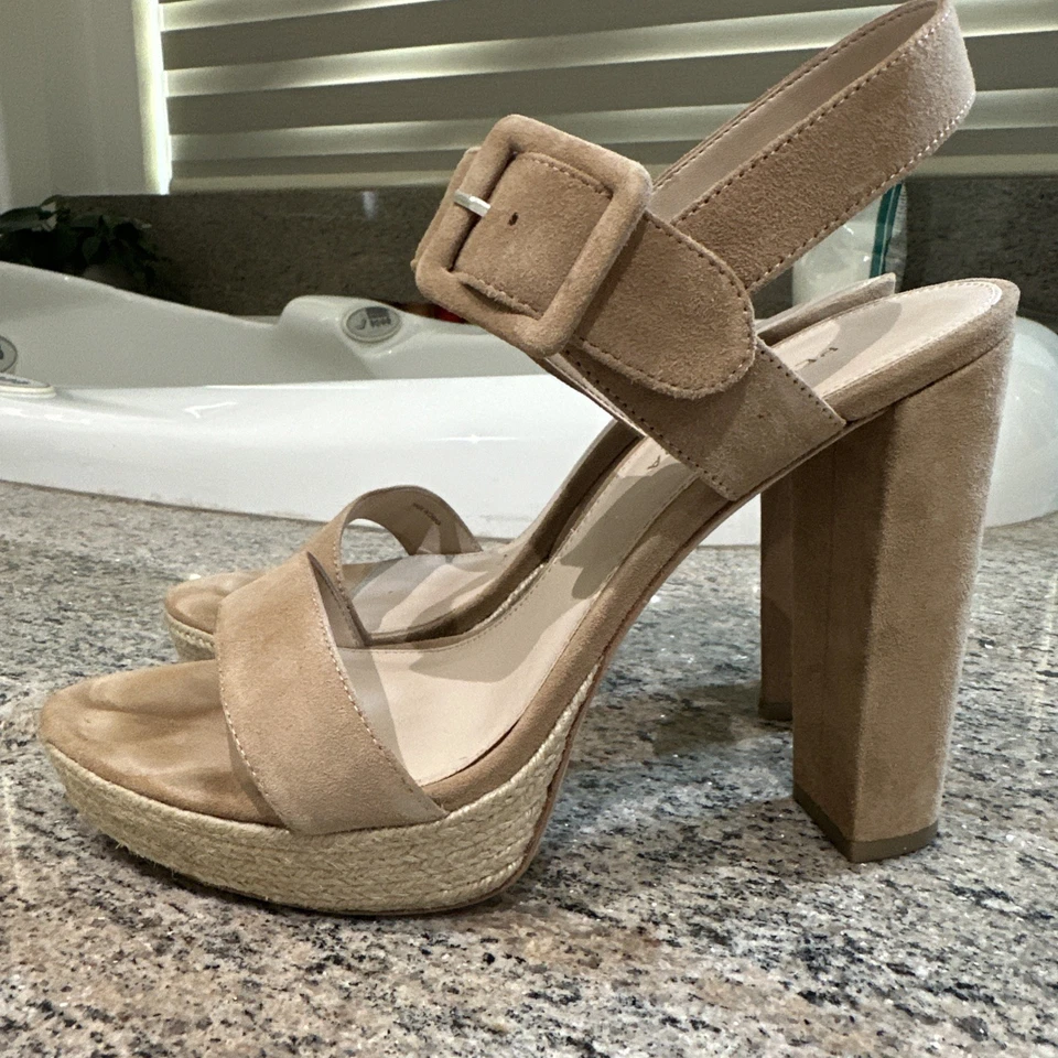 Pelle Moda Paloma Latte Suede Beige Platform Sandals 9M $160 - Image 1 of 4