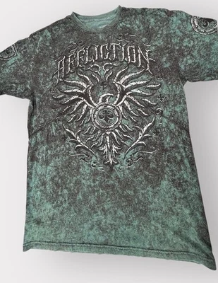 Camiseta Affliction Etiqueta Negra Hombres Adultos XL Calavera Serpiente Ropa de Calle Verde Negra EE. UU. Foto 1 de 4