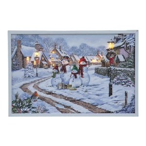 Quadro LED Natalizio Tela Neve Famiglia Illuminazione 40x60cm Decorazione Wall Art - Foto 1 di 8