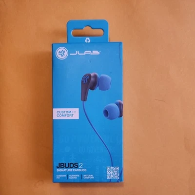 JLab JBuds 2 Signature Earbuds - Marine Blue - Includes 3 Sets Gel Ear Tips - Image 1 of 3