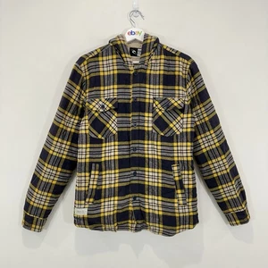 Rip Curl North Point Hooded Overshirt Men S Slim Fit Yellow Plaid Button Up - Picture 1 of 20