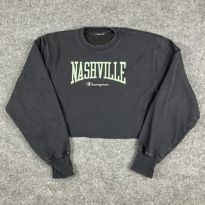 Champion Sudadera Mujer Talla M Negra Nashville Recortada Cuello Redondo Pullover Foto 1 de 4