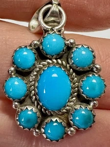 Signierter Bea Tom Robin’s Egg blauer Türkis & Sterling 925 Anhänger - Bild 1 von 5