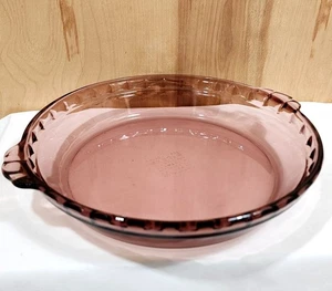 Pyrex Originals Cranberry Glass Fluted Pie Pan #229 crimped deep dish 10" flaw - Picture 1 of 11