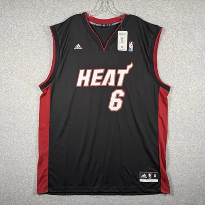 Auténtica camiseta Adidas LeBron James Miami Heat para hombre #6 talla XL negra nueva con etiquetas Foto 1 de 4