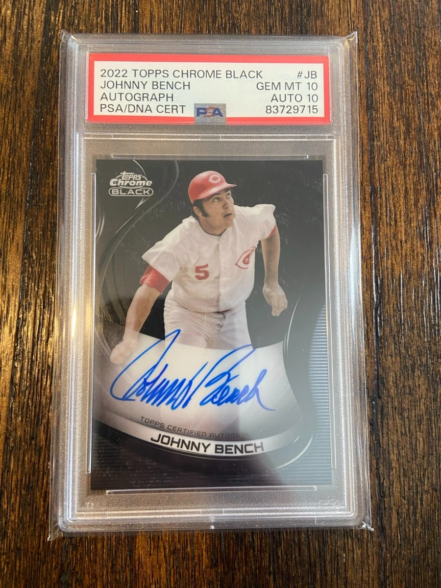 Topps Johnny Bench Autographed Baseball Sports Trading Cards