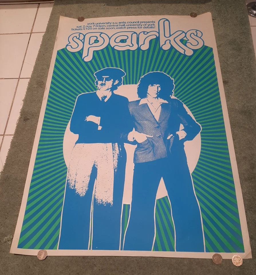 Sparks - York University 2 November 1974 - ORIGINAL UK PROMO CONCERT POSTER - Image 1 of 4