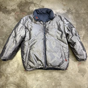 Vintage Ecko Unltd. Function Down Jacket Puffer Navy Blue Gray Reversible XL - Picture 1 of 11