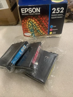 Epson 252 Tri-color Cyan Magenta Yellow Combo Ink EXPIRED 4/2025 - Image 1 of 4