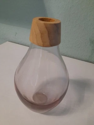 Blumenvase  Tischvase, Dekovase mit Holzring, Glasvase, neu - Bild 1 von 2