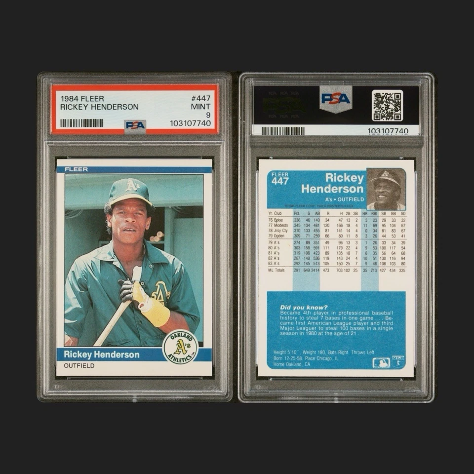 Fleer 1984 - Rickey Henderson #447 PSA 9 Foto 1 de 1